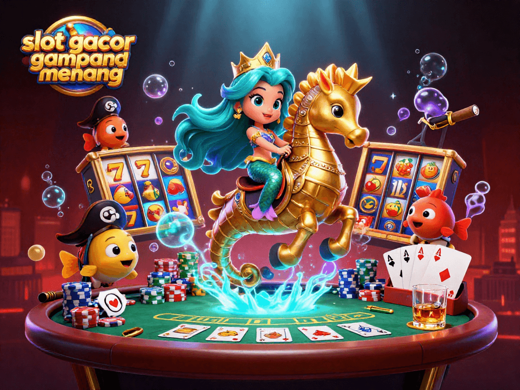 Experience the thrill of slot gacor gampang menang with our vibrant mermaid-themed poker scene.
