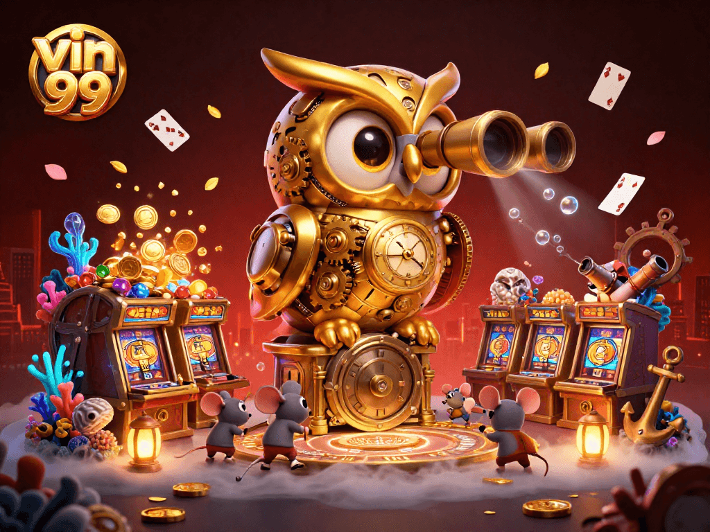 Experience thrilling moments at vin 99 with vibrant casino characters and elements amidst dynamic action.