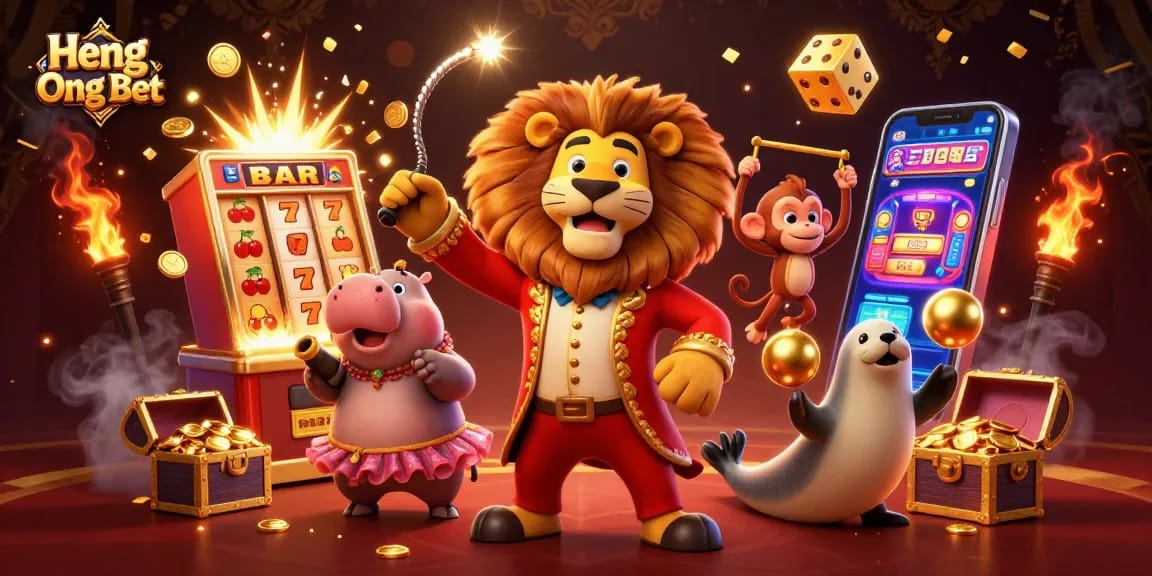 Experience the thrilling Heng Ong Bet casino adventure with vibrant characters and dynamic gaming elements.