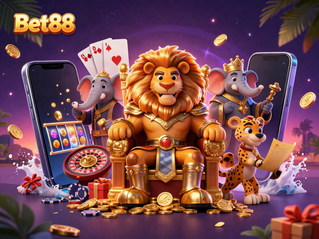 Bet88 mang đến trải nghiệm cá cược đỉnh cao với nhân vật hoạt hình 3D trong không gian casino sống động.
