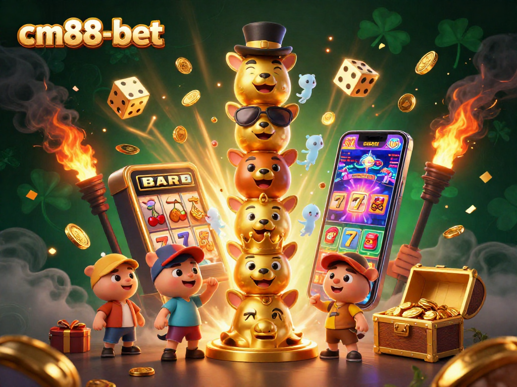 Experience the vibrant thrills of cm88-bet with a golden totem pole and dynamic slot machine action.