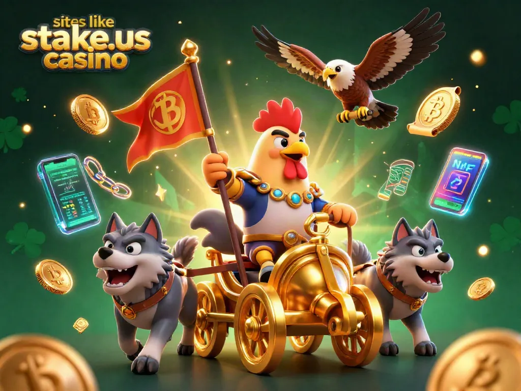 Explore sites like stake.us casino with captivating gaming elements in this rich 3D illustration.