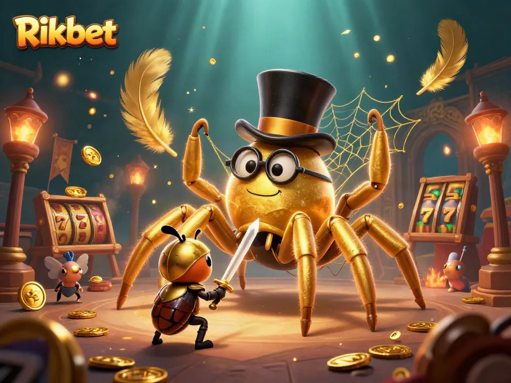Engage in thrilling Rikbet gaming with a vibrant 3D scene showcasing dynamic characters and casino elements.