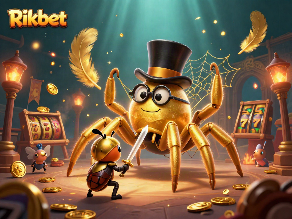 Engage in thrilling Rikbet gaming with a vibrant 3D scene showcasing dynamic characters and casino elements.