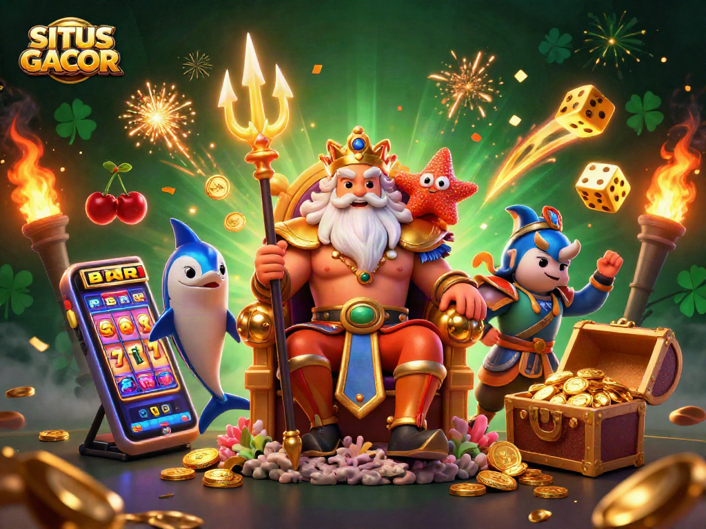 Engage in the thrill of SITUS GACOR with a vibrant casino scene of colorful slot machines