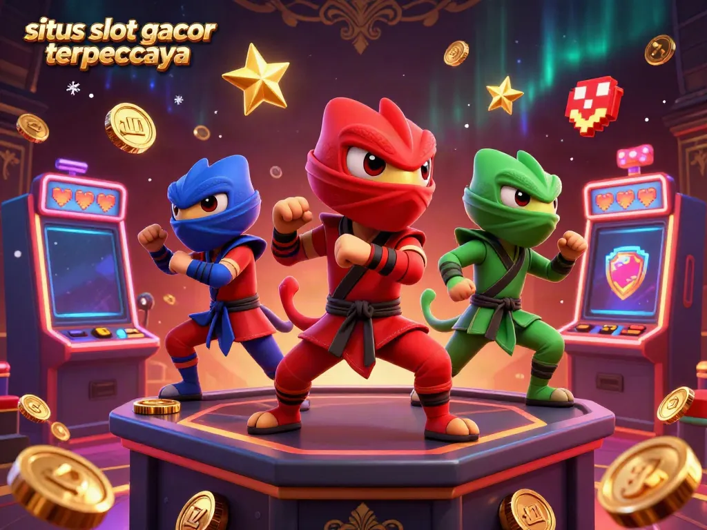 Experience the thrill at situs slot gacor terpercaya with our ninja chameleon team amidst dynamic slot machines.