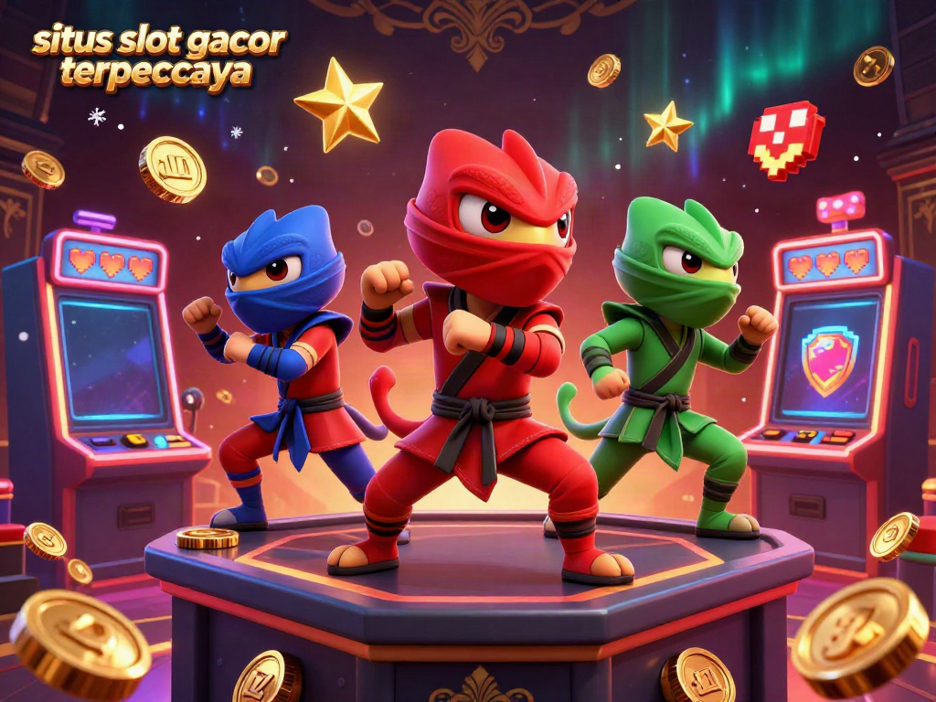 Experience the thrill at situs slot gacor terpercaya with our ninja chameleon team amidst dynamic slot machines.