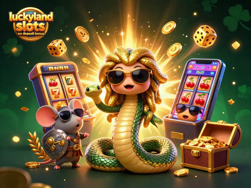 Experience the luckyland slots no deposit bonus through an enchanting 3D scene filled with vibrant slots and cheerful characters.