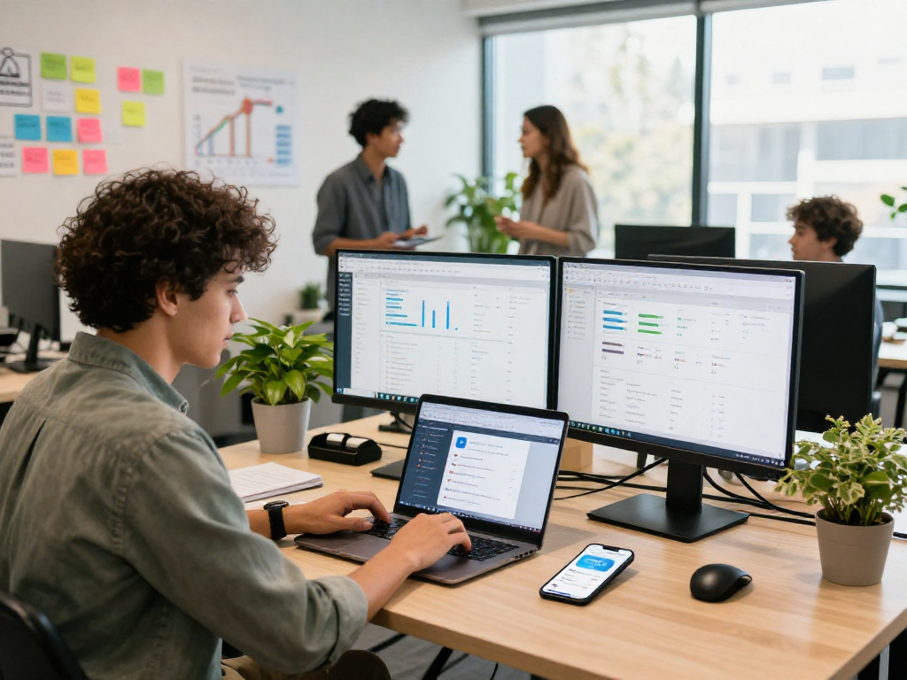 Buying app downloads in a vibrant marketing workspace as a strategic boost