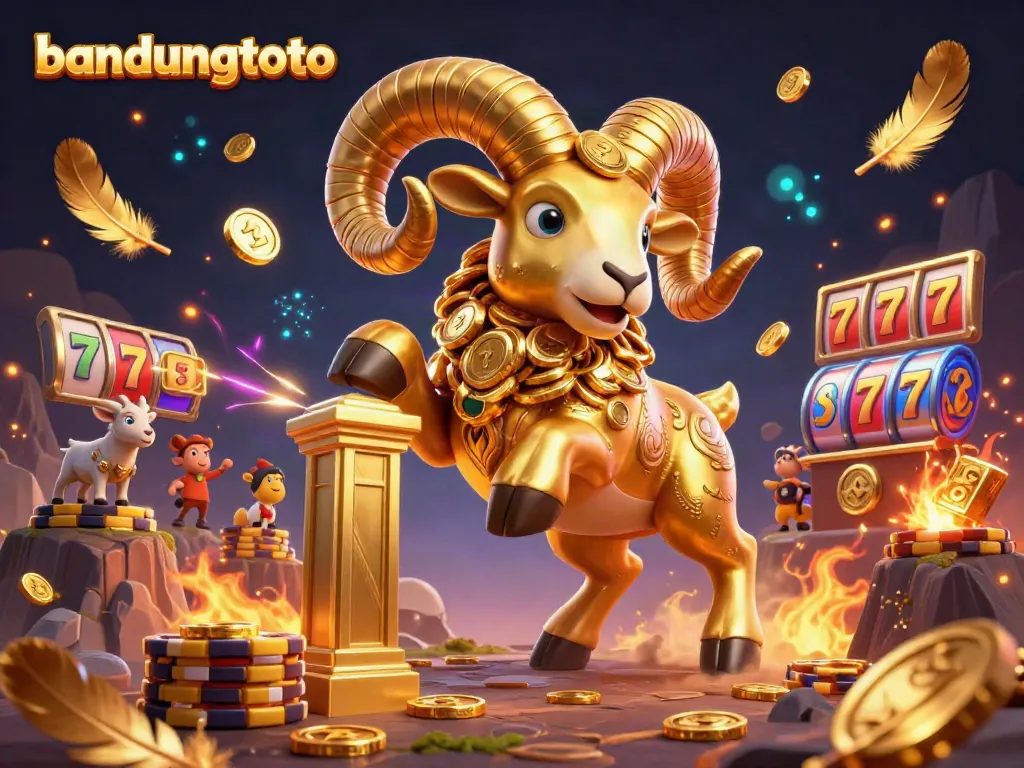 Experience the excitement of bandungtoto with a golden ram charging through an action-packed casino scene.