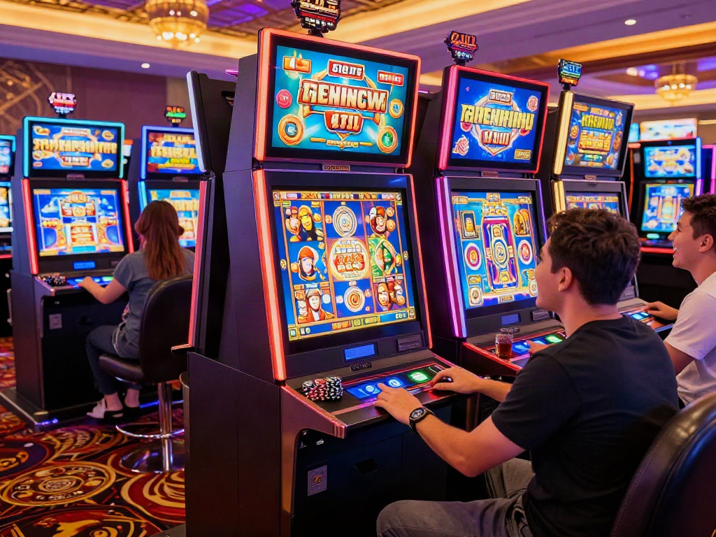Players experiencing the thrill of PG SLOT machines in a vibrant casino setting.
