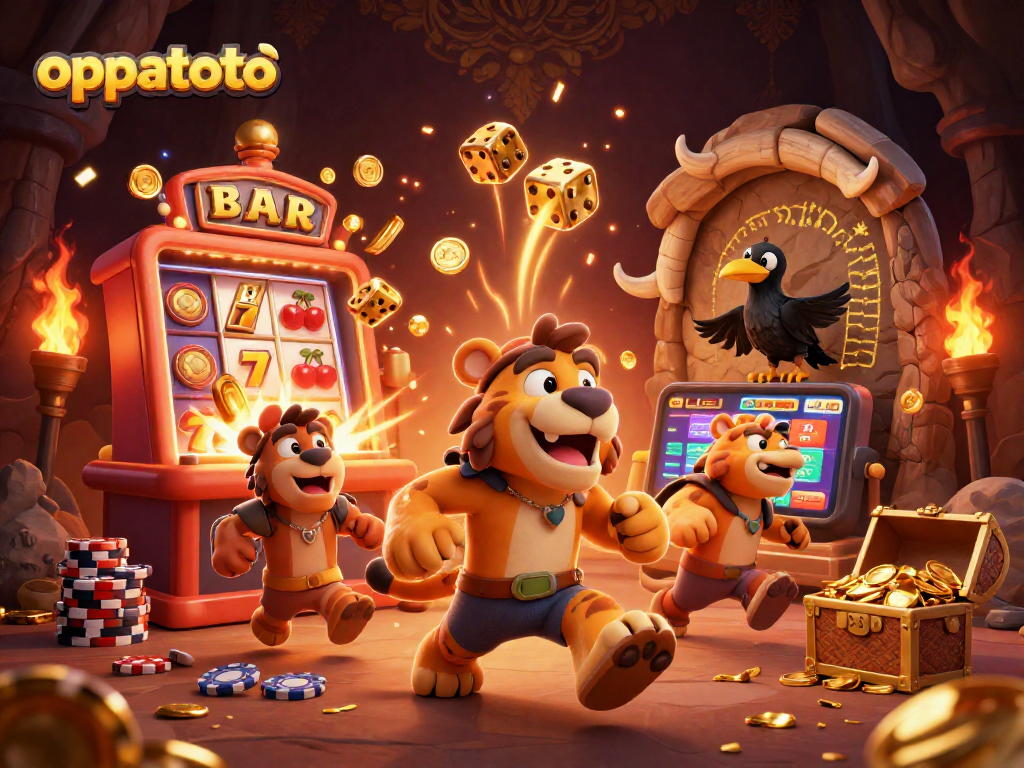 Play exciting casino games with oppatoto featuring dynamic characters and vibrant slot elements.