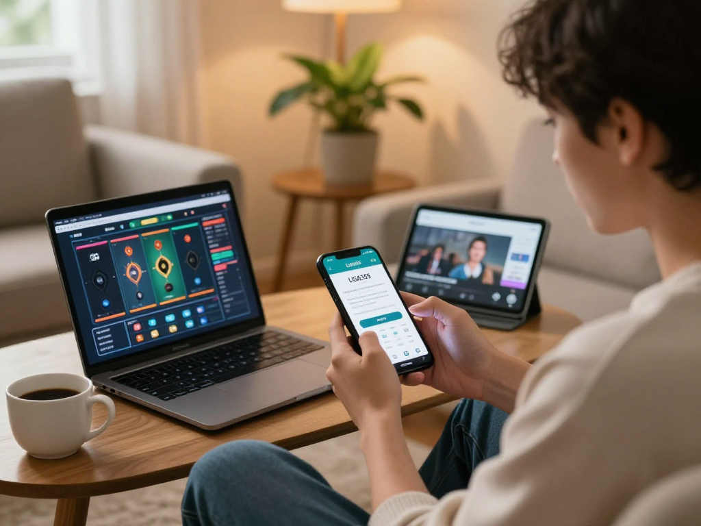 Aplikasi LIGA335 di smartphone pengguna saat bermain slot online di rumah, menciptakan kenyamanan dalam hiburan digital.