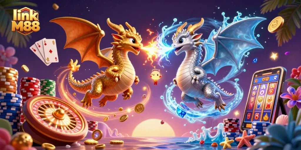 Experience thrilling adventures at link M88's online casino with dragons and dazzling gaming elements.