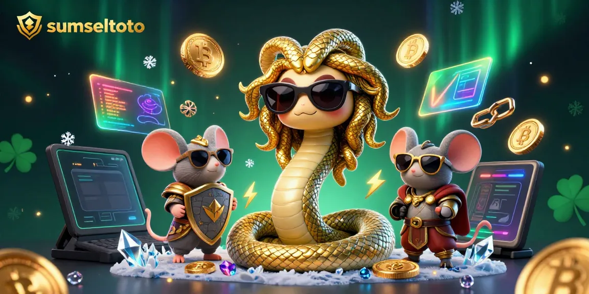 Join the action at sumseltoto with our lively cartoon Medusa and warrior mouse surrounded by vibrant gaming elements.