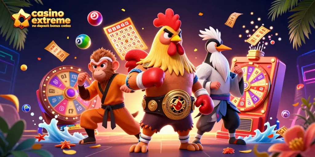 Win big with casino extreme no deposit bonus codes featuring a dynamic casino scene filled with exciting elements.