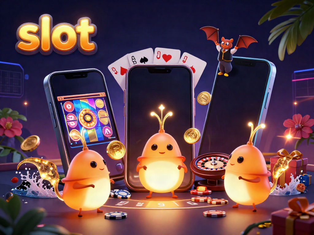 Experience thrilling slot gameplay in a vibrant cave casino illuminated by glowworms.