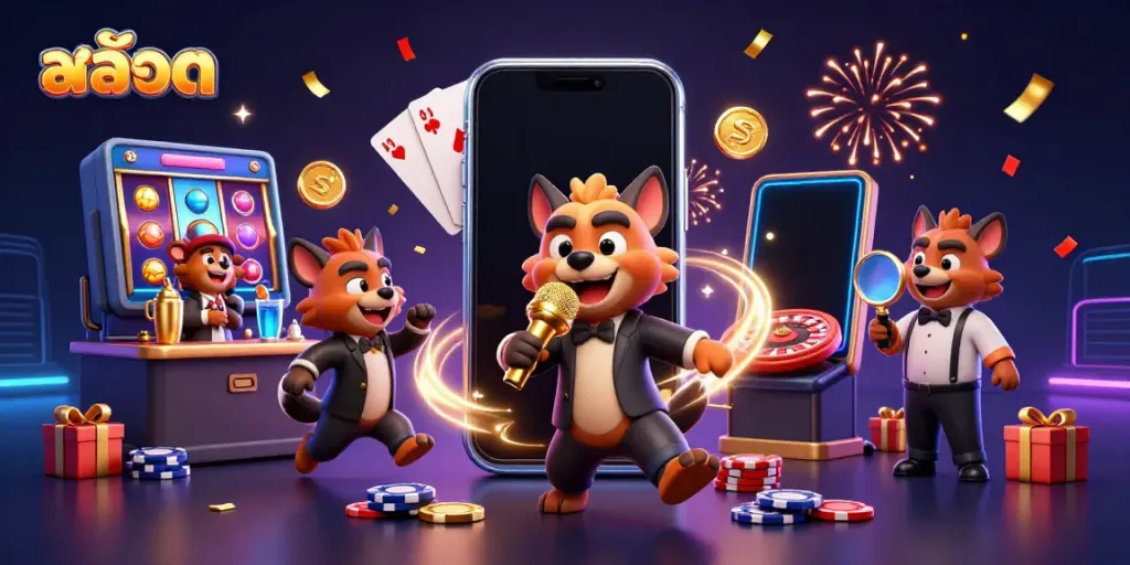 Experience vibrant casino thrills withสล็อต, featuring playful hyenas in a lively club scene.