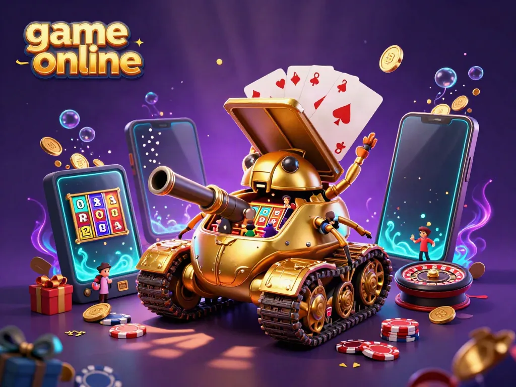 Experience thrilling game online action with a vibrant 3D casino scene featuring a golden beetle tank.