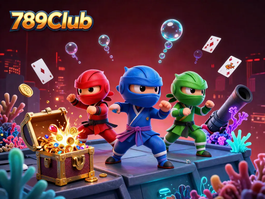 Engage with 789Club as ninja chameleons strike in a vibrant casino setting packed with treasure!