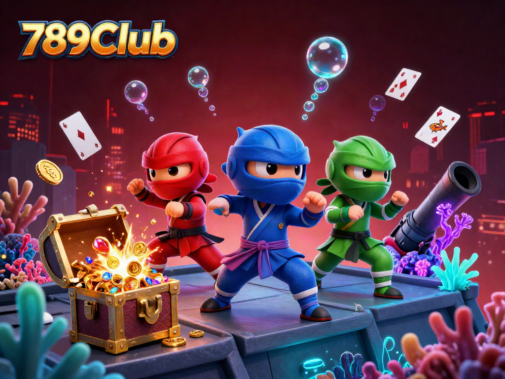 Engage with 789Club as ninja chameleons strike in a vibrant casino setting packed with treasure!