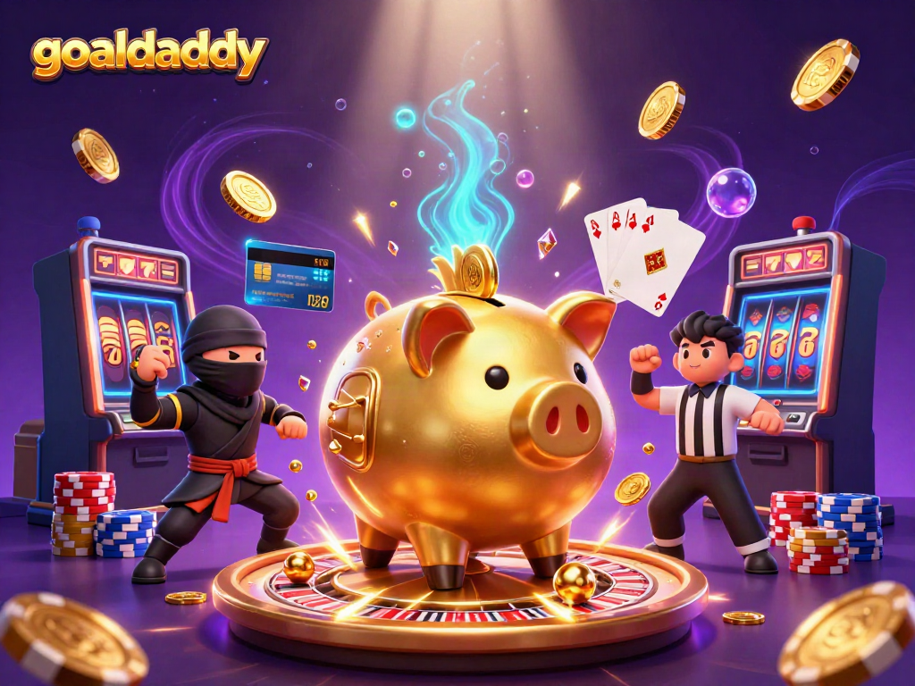 Experience goaldaddy's thrilling gambling scene with lively characters and dynamic elements.