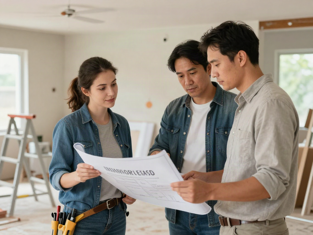 Realtor remodeling partnership with trusted local contractor at home renovation site.