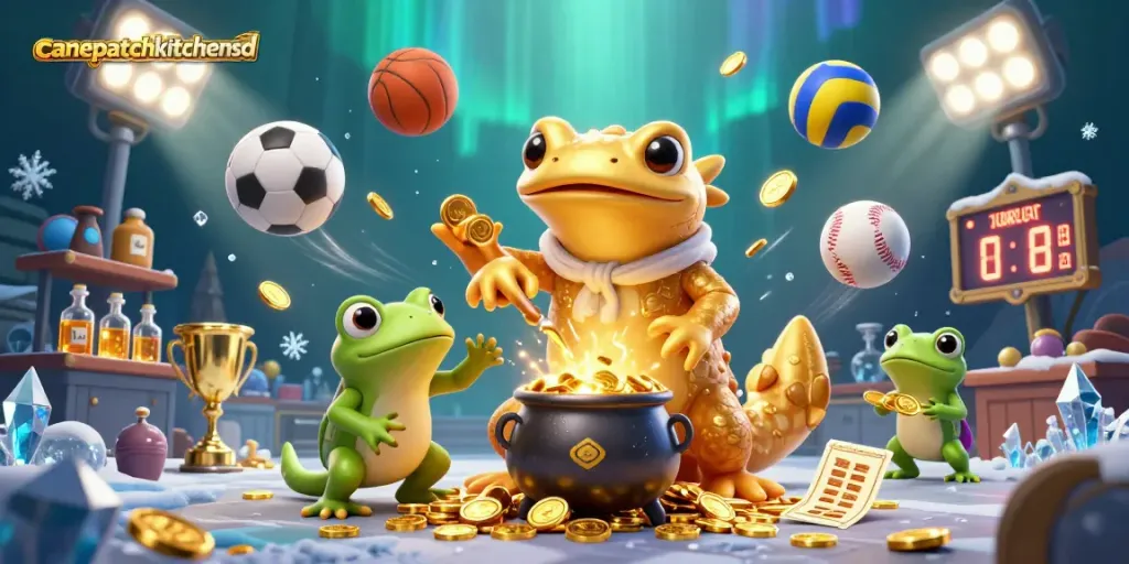 Experience magical winnings at canepatchkitchensd with golden alchemists and vibrant sports elements.