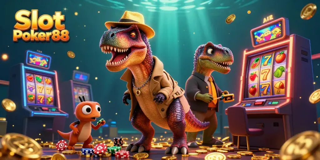 Experience exciting Slot Online Poker88 with a cunning velociraptor and thrilling jackpots!