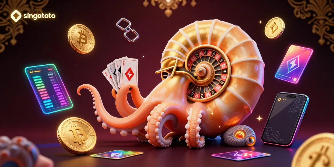 Experience the thrill of singatoto with a vibrant 3D casino scene featuring the ancient nautilus and glowing coins.