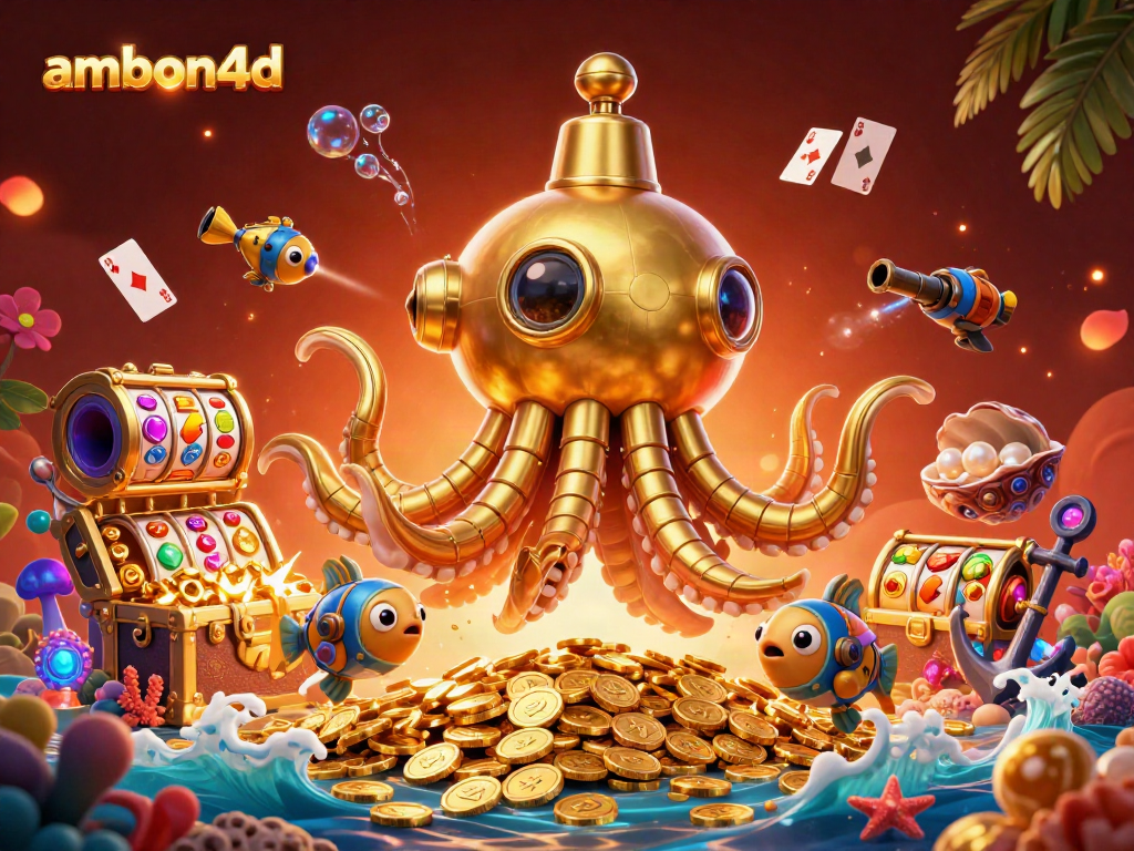 Play exciting ambon4d games with a golden kraken submarine and wealth-filled treasures.