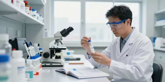 Scientist preparing semax selank blend in a laboratory setting