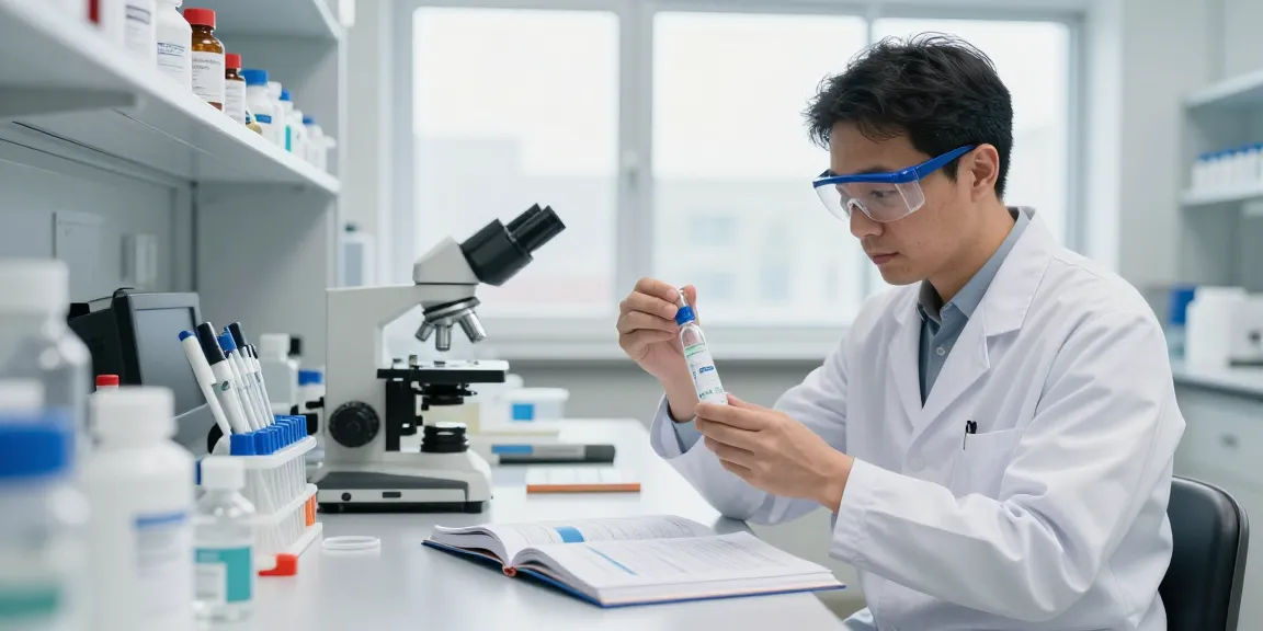 Scientist preparing semax selank blend in a laboratory setting