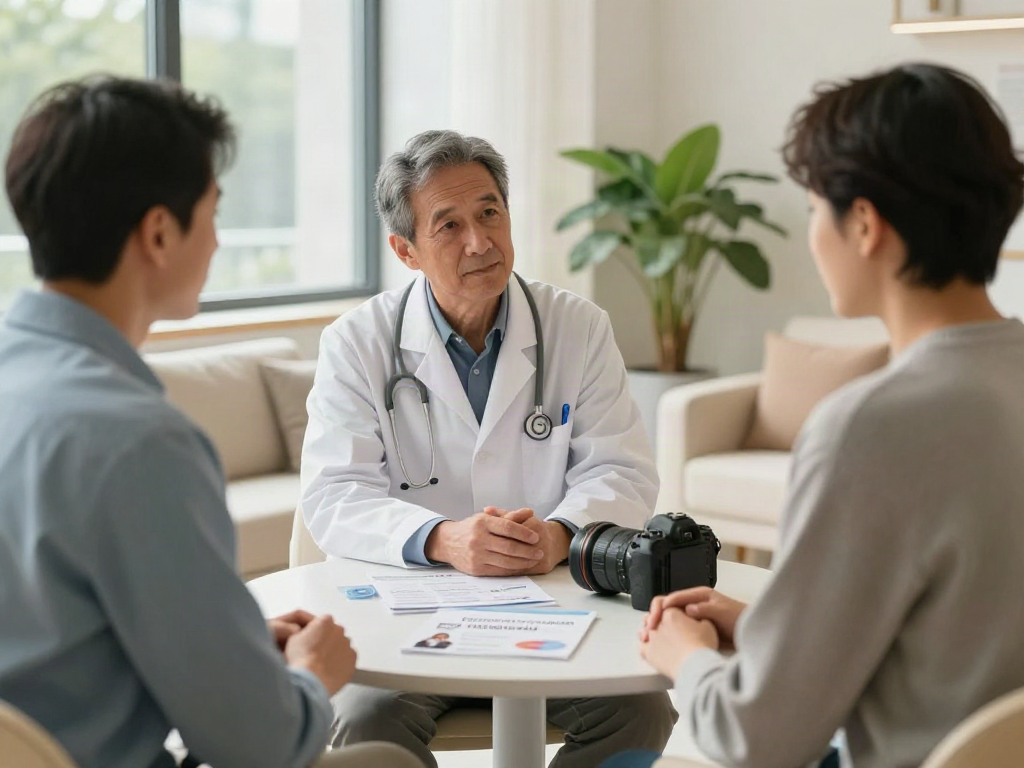 Prostate cancer treatment discussion in a compassionate healthcare environment with doctor and patient, showcasing advanced care options.