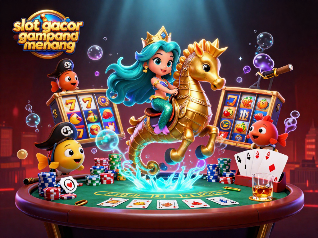 Experience the thrill of slot gacor gampang menang with our vibrant mermaid-themed poker scene.