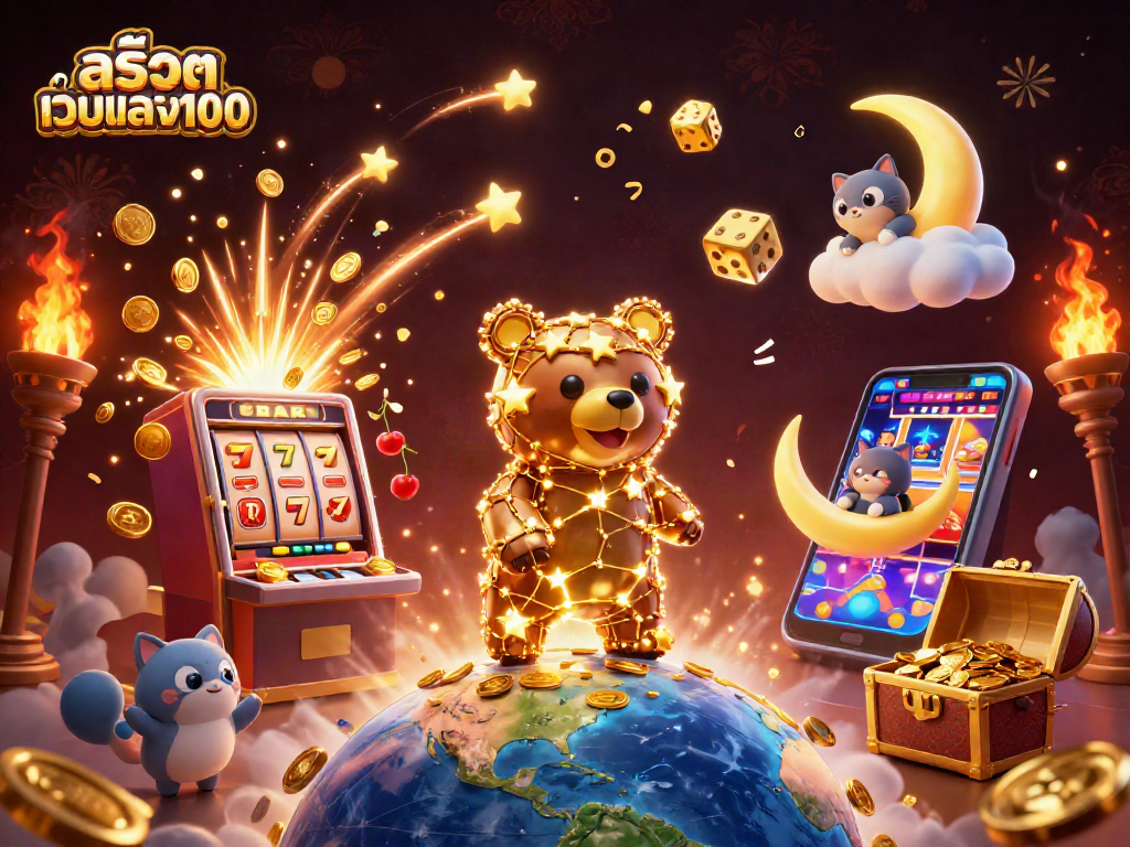 Experience the magic of สล็อตเว็บตรง100 with a dazzling 3D illustration of a winning casino scene.