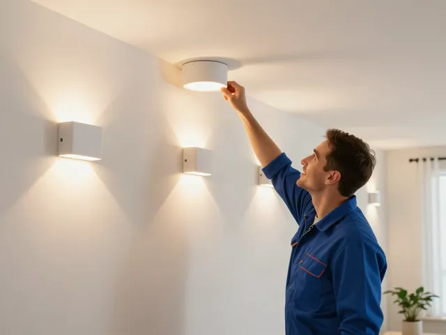 Instalare aplice LED în interior, oferind servicii de calitate pentru comunitate.