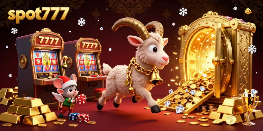 Play thrilling slot777 games with Krampus and joyful chaos in a festive casino scene.